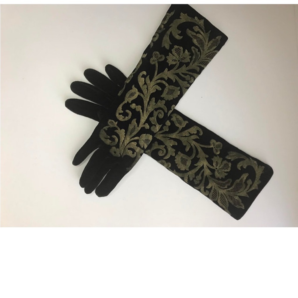 Vintage Black and Gold Women's Gloves